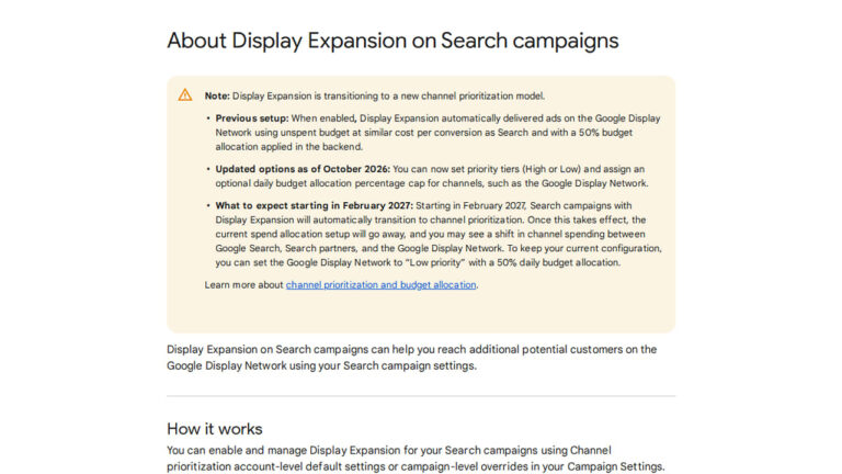 Display Expansion Moves to Channel Prioritization in February 2027