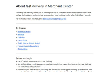 Fast Delivery Options Expanded in Google Merchant Center