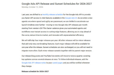 Google Ads API to Accelerate Release Cadence in 2026