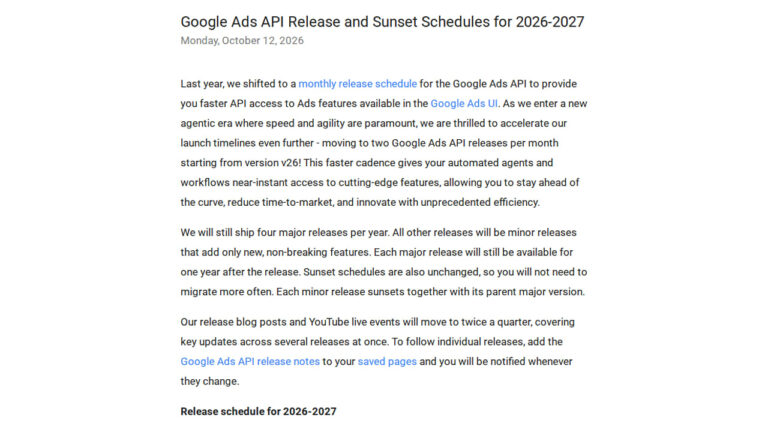 Google Ads API to Accelerate Release Cadence in 2026