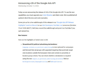Google Ads API v26 Released