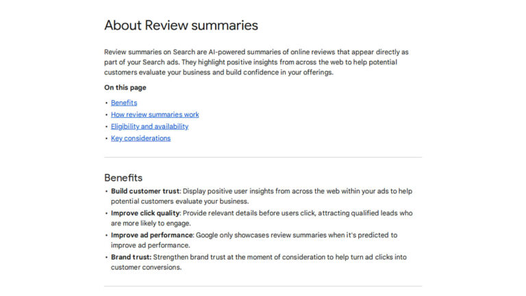 Google Documents AI Review Summaries in Search Ads
