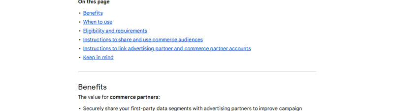 Google Documents Commerce Audience Sharing for Retail Media