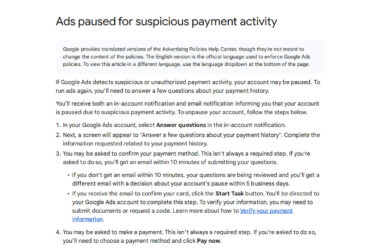Google Explains Suspensions for Suspicious Payment Activity