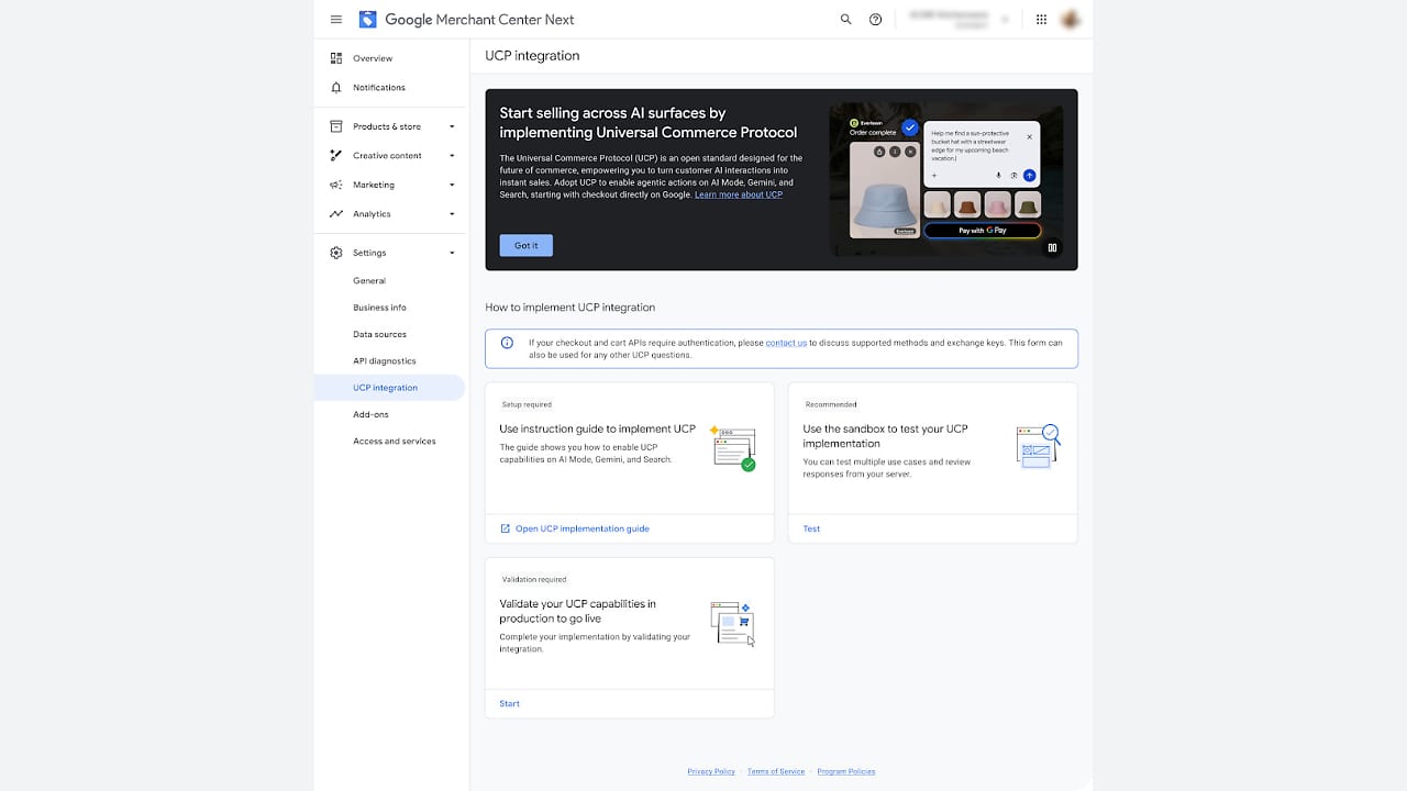 UCP Integration Hub Spotted Live in the US