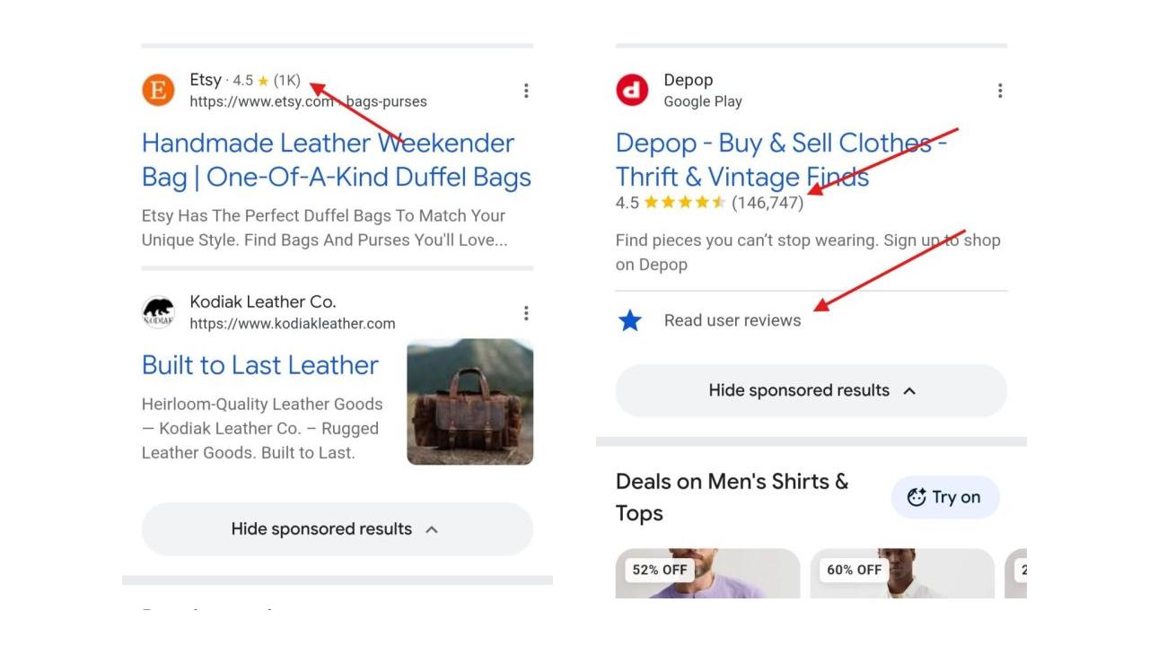 Google Tests New Review Displays in Search Ads
