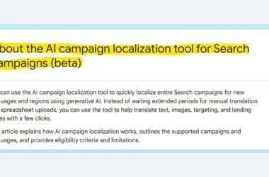 Headline and introductory text for an article about an AI campaign localization tool for Search campaigns.