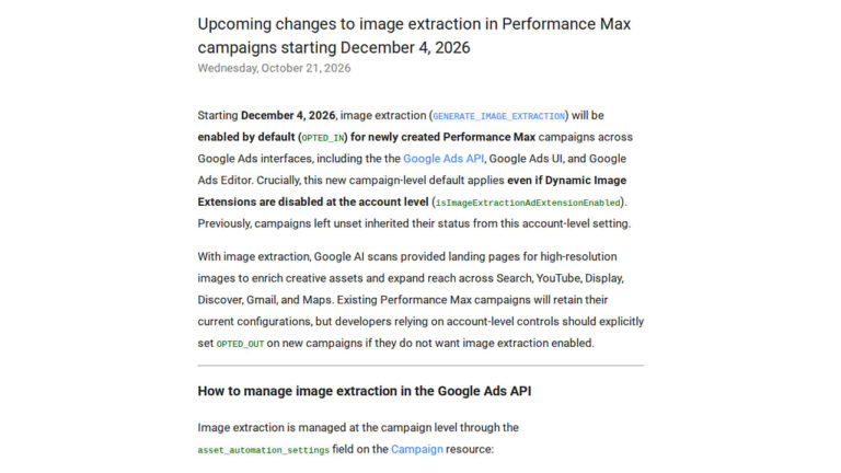 Image Extraction to Be Enabled by Default in Performance Max