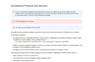 Microsoft Rewrites Surveillance Products Ad Policy