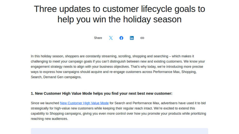 New Customer Lifecycle Goals for Holiday Campaigns