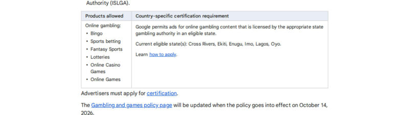 Online Gambling Ads Allowed in Two More Nigerian States