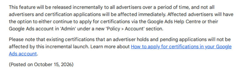 Online Gambling Certification Process Update