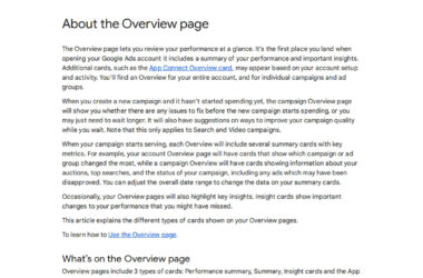 Overview Page Enhanced by Video Impressions and Performance by Stage