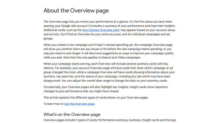 Overview Page Enhanced by Video Impressions and Performance by Stage
