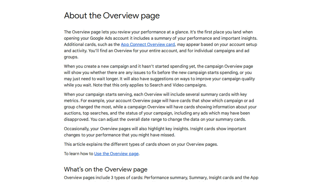 Overview Page Enhanced by Video Impressions and Performance by Stage