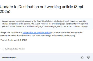 Update to Destination Not Working Help Article